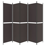 5-Panel Room Divider Brown 250x200 cm Fabric 350235