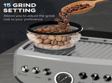 15 Bar Coffee Machine, with Adjustable Grind, Steamer and Accessories - Silver Colour T3398P329462