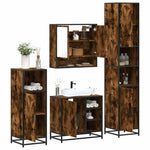 ZNTS 4 Piece Bathroom Furniture Set Smoked Oak Engineered Wood 3301237