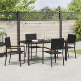 Garden Dining Set with Cushion 5 pcs Black Poly Rattan 3379705