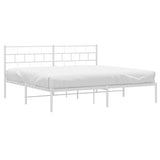 Metal Bed Frame without Mattress with Headboard White 183x213cm 355713