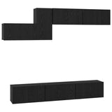 TV Cabinet Set with Drawer 7 pcs Black Oak Engineered Wood 3393487