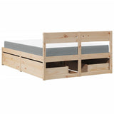 Bed with Drawers and Mattress 140x190 cm Solid Wood Pine 3281910