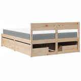 Bed with Drawers and Mattress 120x190 cm Small Double Solid Wood Pine 3281916