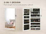 108 x 37cm Lockable Jewellery Cabinet, with LED Lights - White Surface and Black Lining T3398P341281