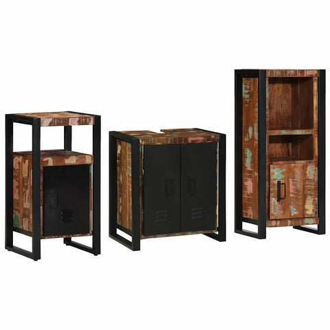 Bathroom Furniture Set 3 pcs Multicolour Solid Reclaimed Wood 3305613