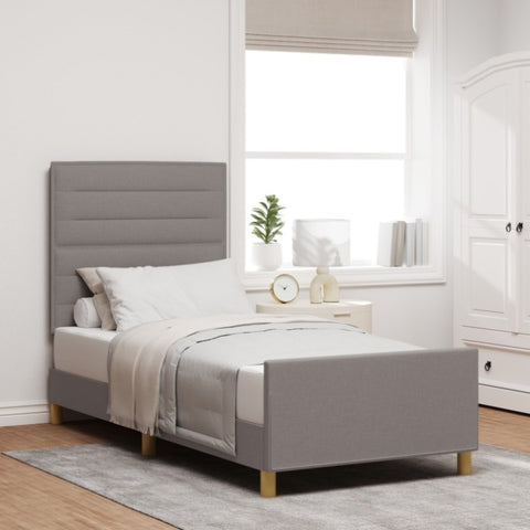 ZNTS Bed Frame in Taupe, 100x200 cm, Fabric 3344631