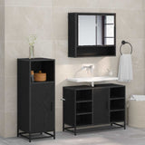 Bathroom Furniture Set 3 pcs Black Oak Engineered Wood 3402467