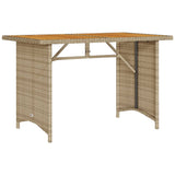 Garden Table with Wooden Top Beige 110x68x70 cm Poly Rattan 366357