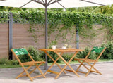 3 Piece Bistro Set Leaf Pattern Fabric and Solid Wood 3281872