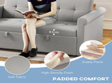 Two-Seater Velvet-Feel Sofa Bed - Grey T3398P424907