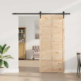 Sliding Door Brown 90 x 208 cm Solid Pine Wood 3381190
