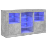 Sideboard with LED Lights Concrete Grey 123x37x67 cm 3209082