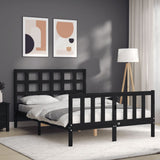 ZNTS Bed Frame without Mattress Black 140x190 cm Solid Wood Pine 3192085