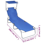 Folding Sun Lounger with Canopy Blue Aluminium 47769