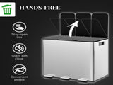 3 x 15L Pedal Bin, Steel Triple Kitchen Bin with Soft Close Lid, Removable Inner Buckets, T3398P344138