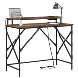Desk with Shelf Smoked Oak 100 x 50 x 86.5 cm Engineered Wood 859397
