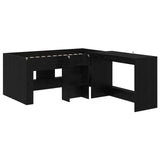 Kids'High Bed Frame with Desk 2 pcs Black Oak Engineered Wood 3423463