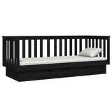 Day Bed without Mattress Black 75x190 cm Small Single Solid Wood Pine 821578