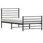 Metal Bed Frame without Mattress with Footboard Black 100x190cm 352331