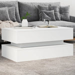 ZNTS Coffee Table with LED Lights White 90x50x40 cm 839861