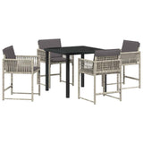 Garden Dining Set 5 pcs Light Grey Poly Rattan 3380761