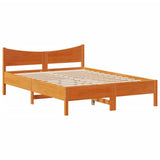 Bed Frame with Headboard Wax Brown 160x200 cm Solid Wood Pine 3306299