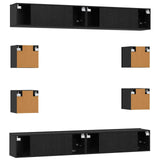TV Cabinet Set 8 pcs 100 x 30 x 30 cm Black Oak Engineered Wood 3438609