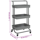 3-Tier Kitchen Trolley Grey 42x35x85 cm Iron and ABS 336337