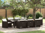 Garden Dining Set 9 pcs Brown Poly Rattan 3380604