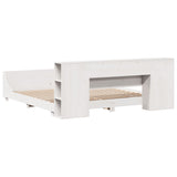 ZNTS Bed Frame without Mattress White 200x200 cm Solid Wood Pine 3323639