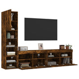4 Piece TV Wall Units with LED Smoked Oak Engineered Wood 3216715