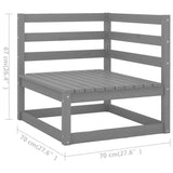 ZNTS 4 Piece Garden Lounge Set Grey Solid Pinewood 3075326