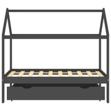 Kids Bed Frame with a Drawer Dark Grey Solid Pine Wood 80x160cm 322143