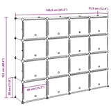 Storage Cube Organiser with 16 Cubes and Doors Black PP 4019581
