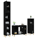 ZNTS 3 Piece Bathroom Furniture Set Black Engineered Wood 3185614
