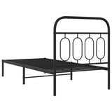Metal Bed Frame without Mattress with Headboard Black 90x200cm 377110