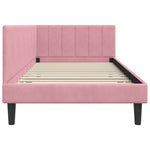 Corner Bed Frame with Headboard Pink 90 x 200 cm Velvet 42016351