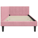 Corner Bed Frame with Headboard Pink 90 x 200 cm Velvet 42016351