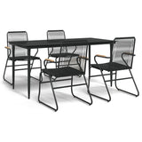 ZNTS 5 Piece Garden Dining Set Black PVC Rattan 3156576