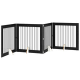 Dog Gate with Stands 4 pcs Black Oak 100 x 100 cm 892031