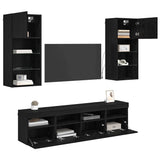 TV Wall Units with LED Black Oak Engineered Wood 3402982