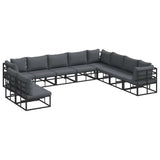 Garden Sofa Set with Cushion 10 pcs Black Aluminium 3378878