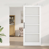 Sliding Door ORKDAL White 93 x 211 cm Solid Pine Wood and Glass 3332094