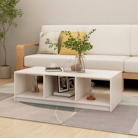 Coffee Table White 110x50x34 cm Solid Pinewood 809913