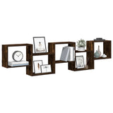 Wall Cube Shelf 5 Compartments Smoked Oak Engineered Wood 859999