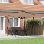 Cantilever Garden Parasol with Wooden Pole 400x300 cm Taupe 318431