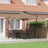 Cantilever Garden Parasol with Wooden Pole 400x300 cm Taupe 318431