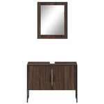 ZNTS 2 Piece Bathroom Cabinet Set Brown Oak Engineered Wood 3214343