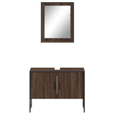 2 Piece Bathroom Cabinet Set Brown Oak Engineered Wood 3214343